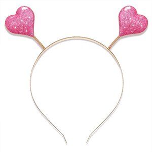 Glitter Heart Headband Valentine’s Day Costume Party Head Bopper Hair Barrette H